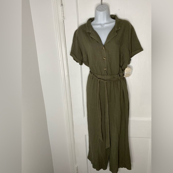 ALTAR’D STATE NWT Olive Green Button-Up Belted Dress Large - Picture 4 of 9